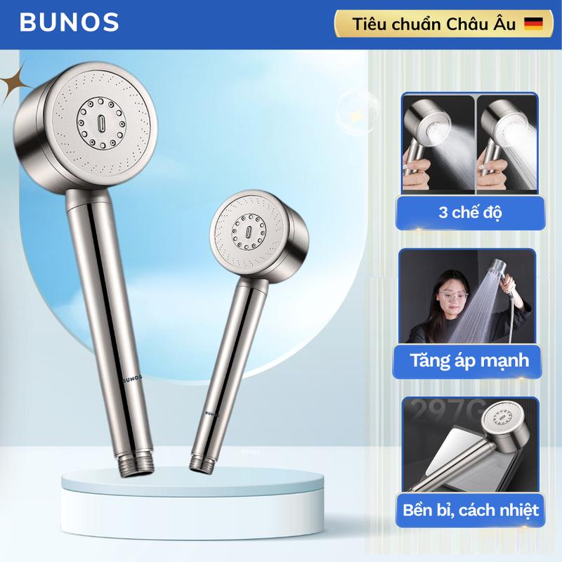 Vòi Sen Tăng Áp Inox 304 BUNOS Nóng Lạnh 3 Chế Độ Nước Xoay Để Chuyển Đổi.