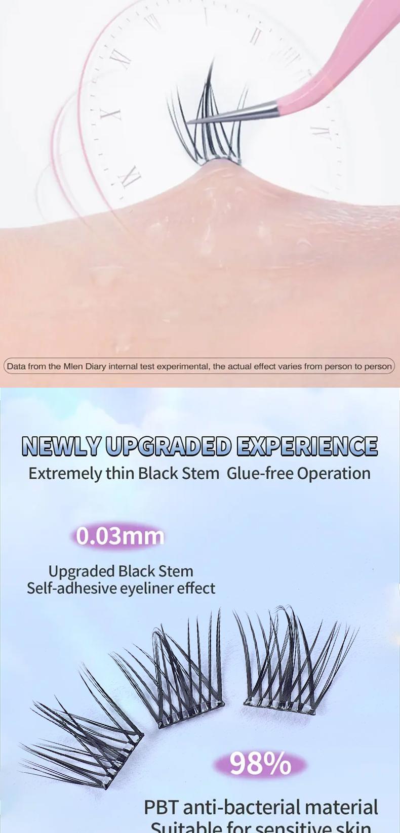 ZhiXian Bulumata palsu pemula bebas lem tidak perlu menggunakan lem bulu mata palsu dapat digunakan kembali Eyelash extension set C Curl False Eyelash Length 10-12 mm