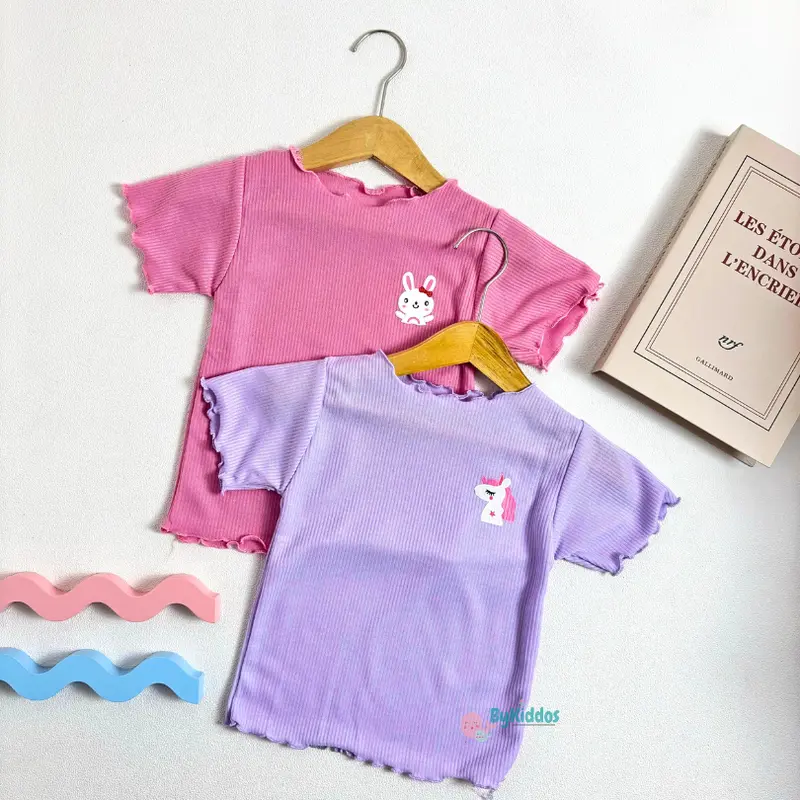 Bykiddos - Atasan Kaos Lokal Anak Perempuan Lengan Pendek / T-Shirt Gaya Casual / Kaos Anak 2