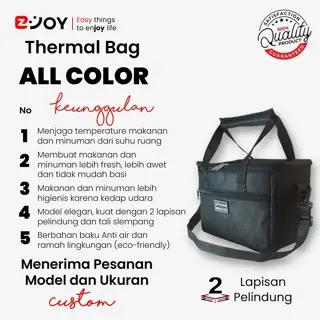 EZJOY Cooler Thermal Bag HITAM / Tas Termal Foil Piknik dan Perlengkapan Botol Susu Bayi / Travel Bag 6