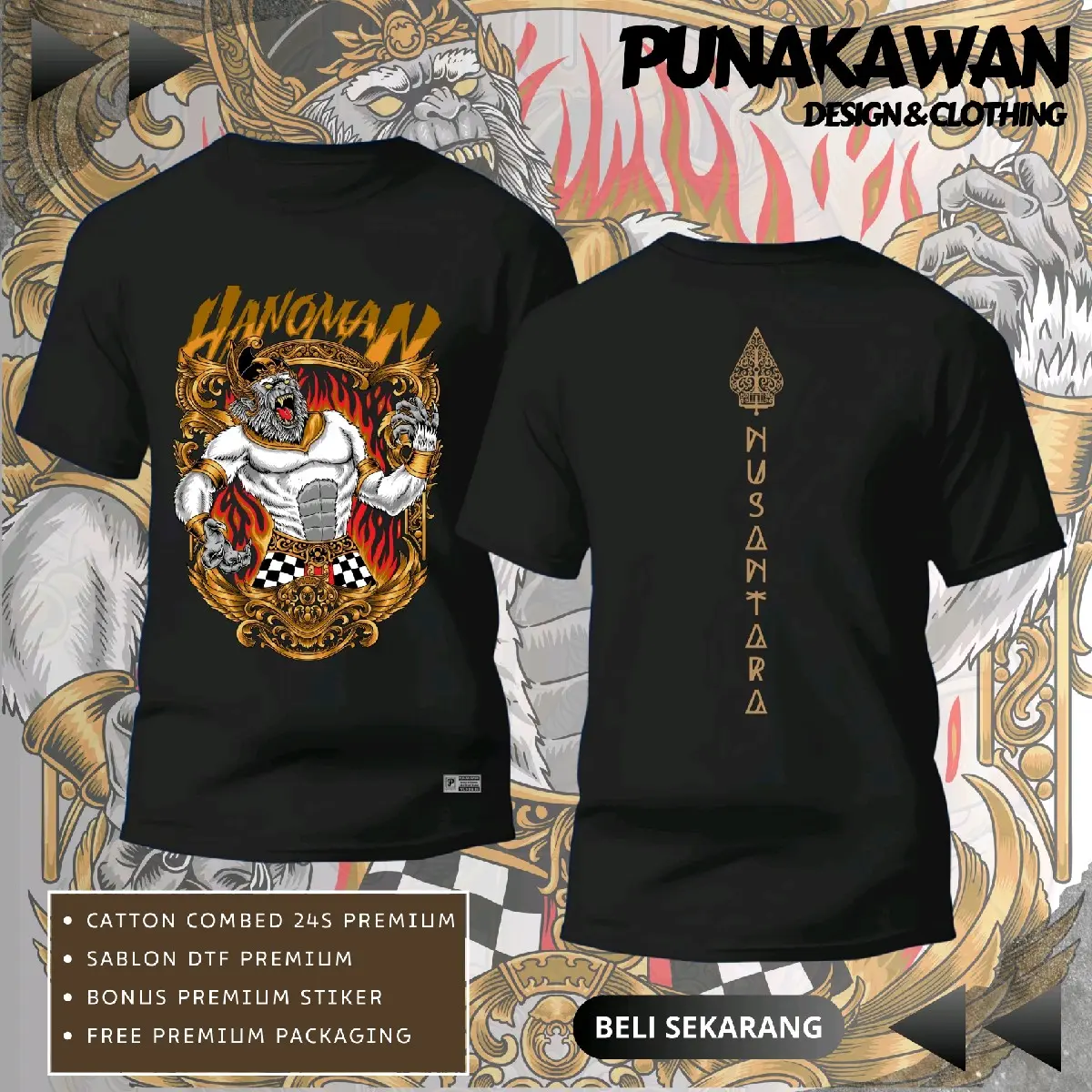 KAOS BRAND PREMIUM ( Hanoman si kera putih )