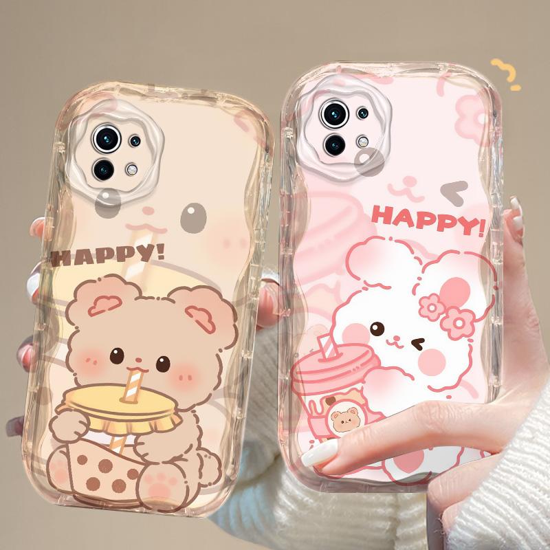 Vỏ cho XIAOMI MI 11 LITE 4G 5G NE, gấu dễ thương, thỏ hồng, trong suốt, silicon mềm, TPU, chống sốc, khuyến nghị, bảo vệ phụ kiện Ốp Điện Thoại điện thoại di động