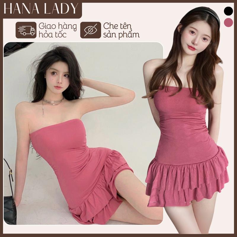  Đầm Ống Xòe 2 Tầng - Váy Thun Ôm Body Cúp Ngực Dáng Ngắn Nhún Eo Tôn Dáng VN655 
