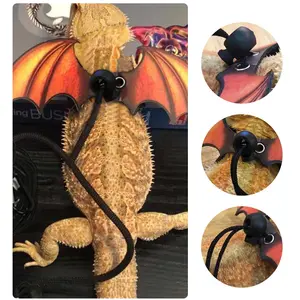 Adjustable Reptile Critter Lizard Gecko Bearded Dragon Harness and Leash Strap Wings Leash Harness Wings Leather Traction Rope