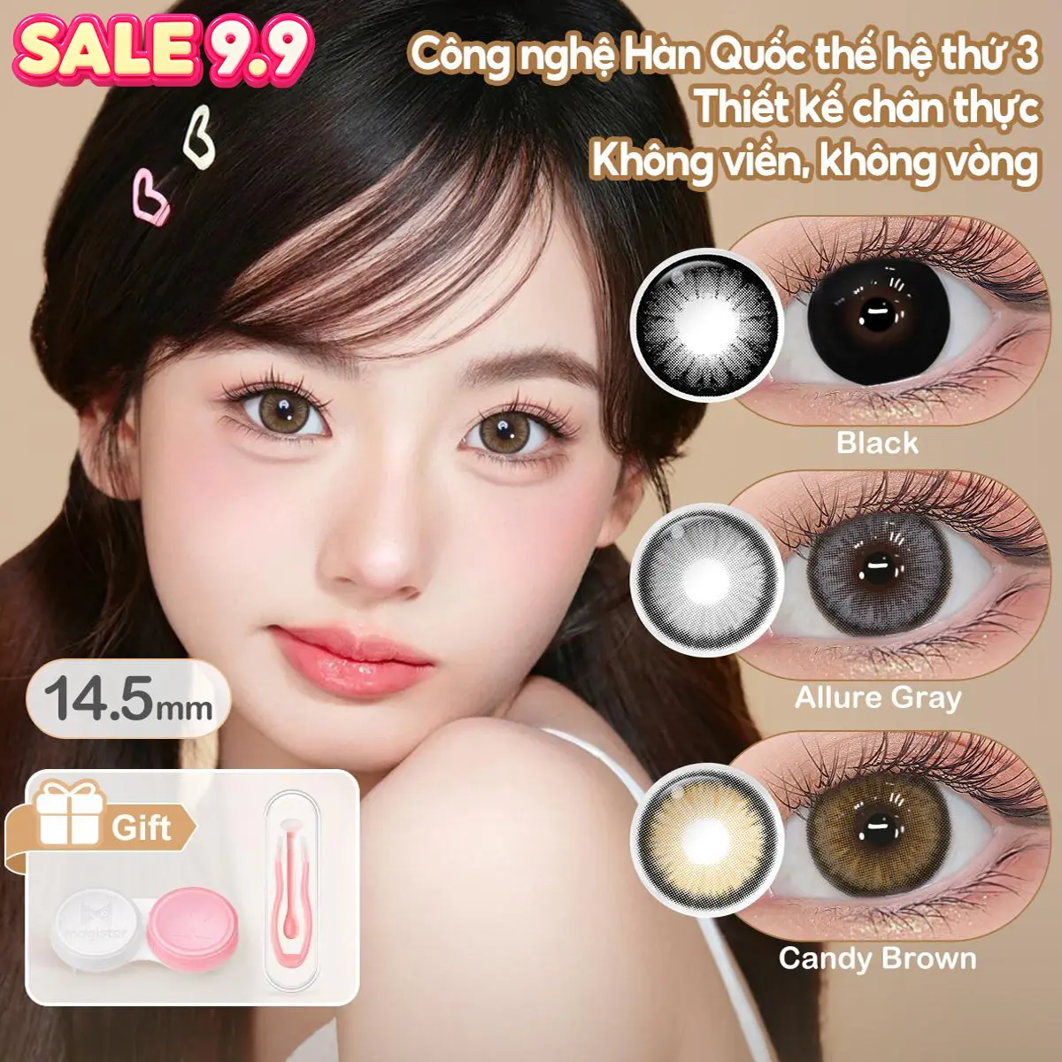 【TOP】Kính Áp Tròng 6 tháng Magister DIA Độ Cận 0-6 Độ 14.2-14.5mm, đen/xám/nâu/xanh,Allure Gray Candy Brown,lens xám tây,Đường kính 14.2-14.5mm,mắt giãn to tròn màu,lens chụp kỷ yếu siêu êm，đảm bảo chất lượng,tặng Dụng cụ đeo+ Khay đơn