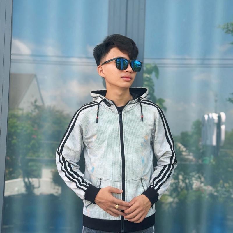 Áo Khoác Nam-Phối 3 sọc tay- Hàng QC cao cấp- Nón Liền-Màu Xám Trắng  Menswear Jean  Nhung Có Túi Jacket