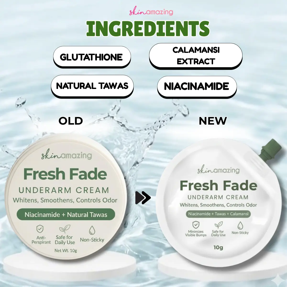 Skin Amazing Scented Fresh Fade Non-sticky Lightweight and Fast Absorbing Underarm Whitening Cream with Niacinamide Anti perspirant and Calamansi Extract Body Care Daily Deodorant Gentle Discoloration
