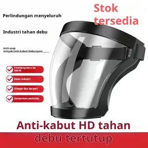 Masker pelindung pelindung mata wajah pasir dingin debu wajah debu bersepeda di luar ruangan transparan tinggi tahan debu minyak lebar