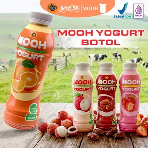 ［SWEET TEN］MOOH YOGURT BOTOL (ISI 6-12 BOTOL 1 DUS) aneka rasa Jeruk Leci Stroberi Kurma dengan rasa buah segar dan tekstur creamy lembut, yogurt sehat, kemasan botol trendi dingin lebih segar, sajian keluarga dan orang terdekat, Yogurt favor