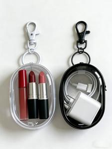 Mini bolsa para llaves con cremallera, estuche para auriculares, mascarilla, bolsa transparente portátil para almacenamiento de cables de datos y cargadores, adecuada para uso diario en viajes