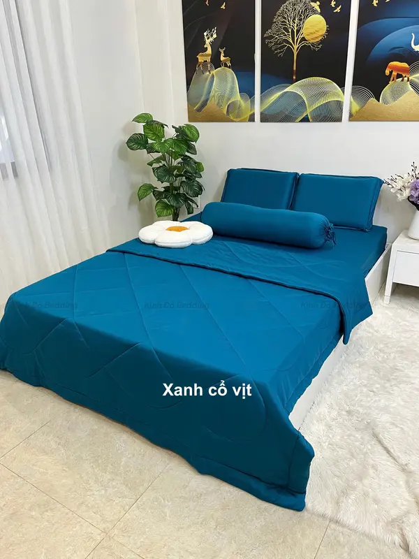 Bộ ga thun lạnh có mền 5 món đẹp decor phòng - Thun Silk - đủ size drap giường 1m4 1m6 1m8 chăn gòn cao cấp 2