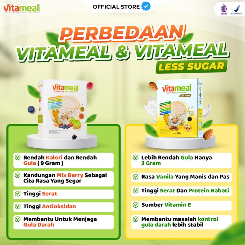 [Sereal Viral] Vitameal, New Variant Less Sugar | Original Resmi | Bantu Masalah Gula Darah | Sumber Nutrisi Makanan Sehat | Cereal Food Granola Oatmeal | Sereal Susu Dairy Milk 2