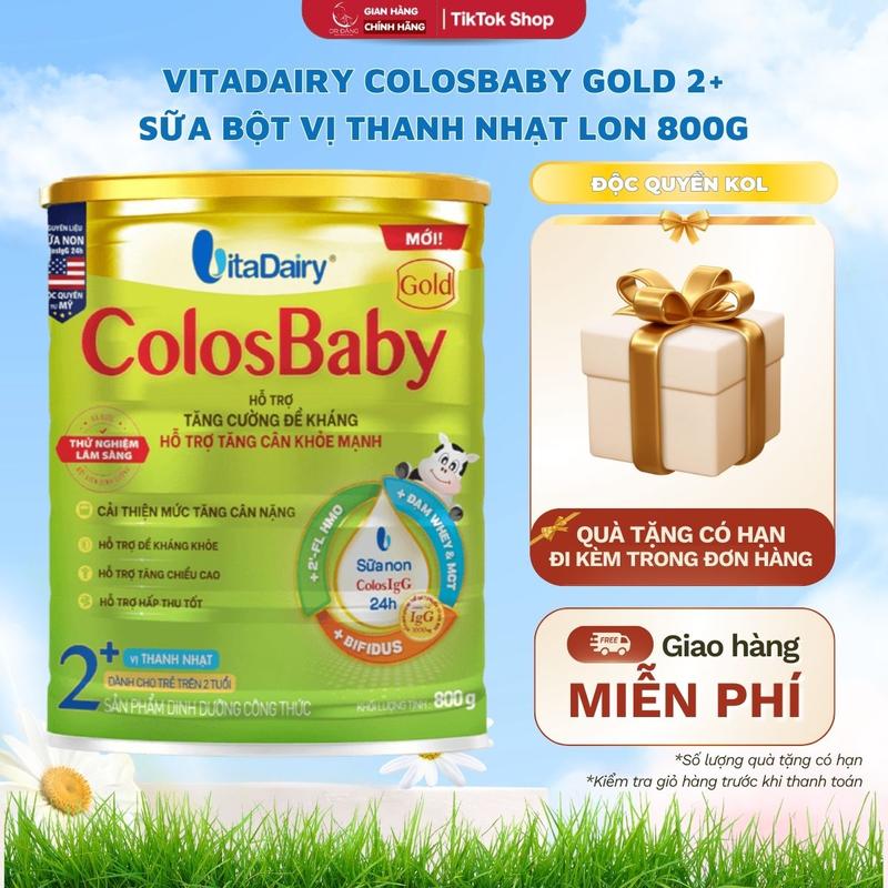   Live Daily  VitaDairy ColosBaby Gold 2+ Sữa Bột Vị Thanh Nhạt Lon 800g - Hỗ Trợ Phát Triển Toàn Diện Cho Trẻ Em 