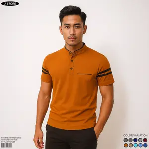 Kaos Kerah Shanghai Pria Saku Lengan Bergaris Katun Minimalist Style Premium Distro Terbaru Size S-XXL