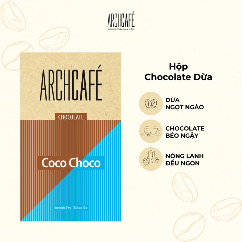Chocolate Dừa Archcafe - Chocolate hoà tan - Socola (12 gói x 20g)