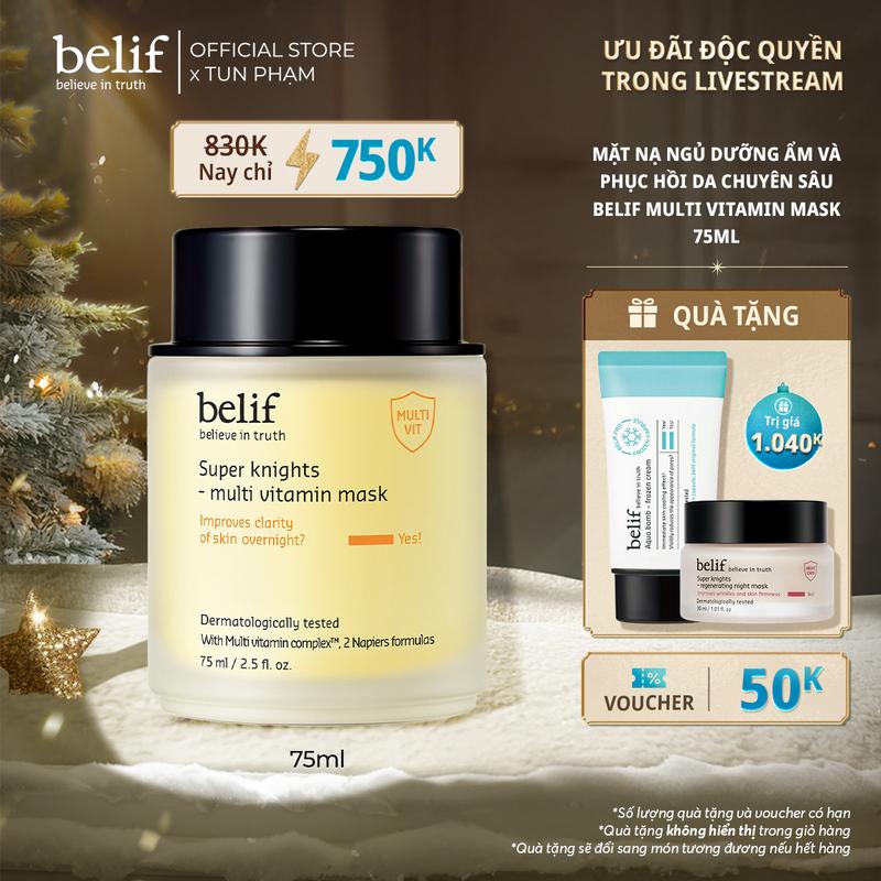 belif Official x Tun Phạm Mặt nạ ngủ hỗ trợ dưỡng ẩm và hỗ trợ phục hồi da chuyên sâu belif Multi Vitamin Mask 75ml 2