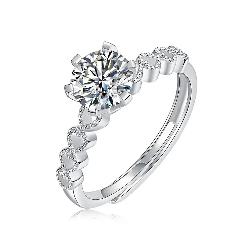 Heart to Heart 1.0 carat Moissanite Silver Ring