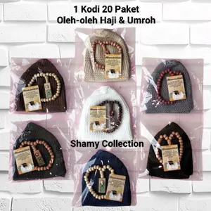 1 KODI - 20 PAKET OLEH - OLEH HAJI DAN UMROH 20 PCS PECI RAJUT DEWASA 20 PCS TASBIH 33 BUTIR FREE KARTU UCAPAN Kopiah Songkok Motif Muslim