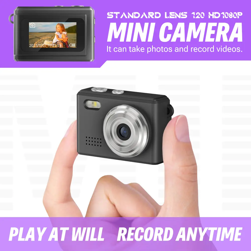 Máy ảnh Móc chìa khóa, Màu đen, Máy ảnh mini, Pixel Nhỏ Máy ảnh kỹ thuật số nhỏ Cổ Điển với đèn Lung Linh LED, Máy ảnh ngón tay cái du lịch Cầm Tay Thích hợp để ghi lại cuộc sống, Lý Tưởng để đi chơi ngoài trời, Vlog và quay lại xu hướng