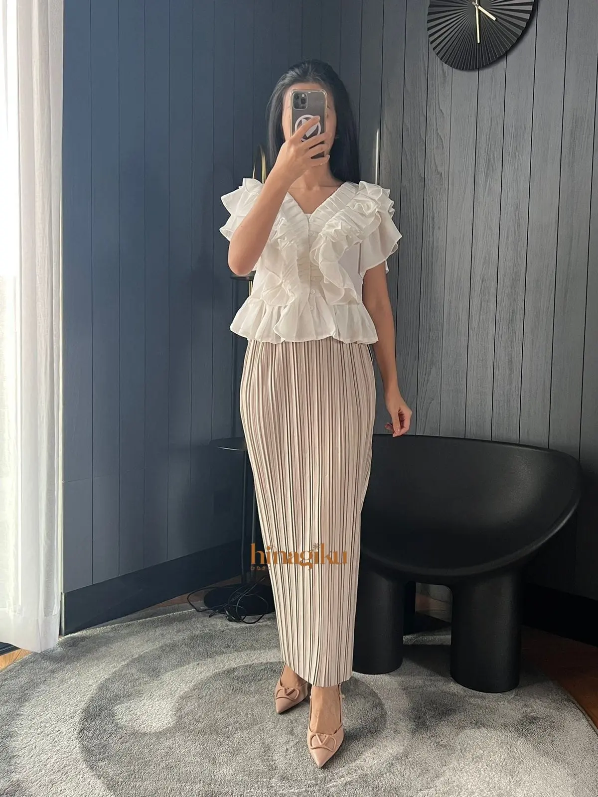 HNGK Rok Plisket Span BB / Pleated Korean Skirt Wanita Dewasa  Stretch Karet Panjang (B 99) Bawahan Simple