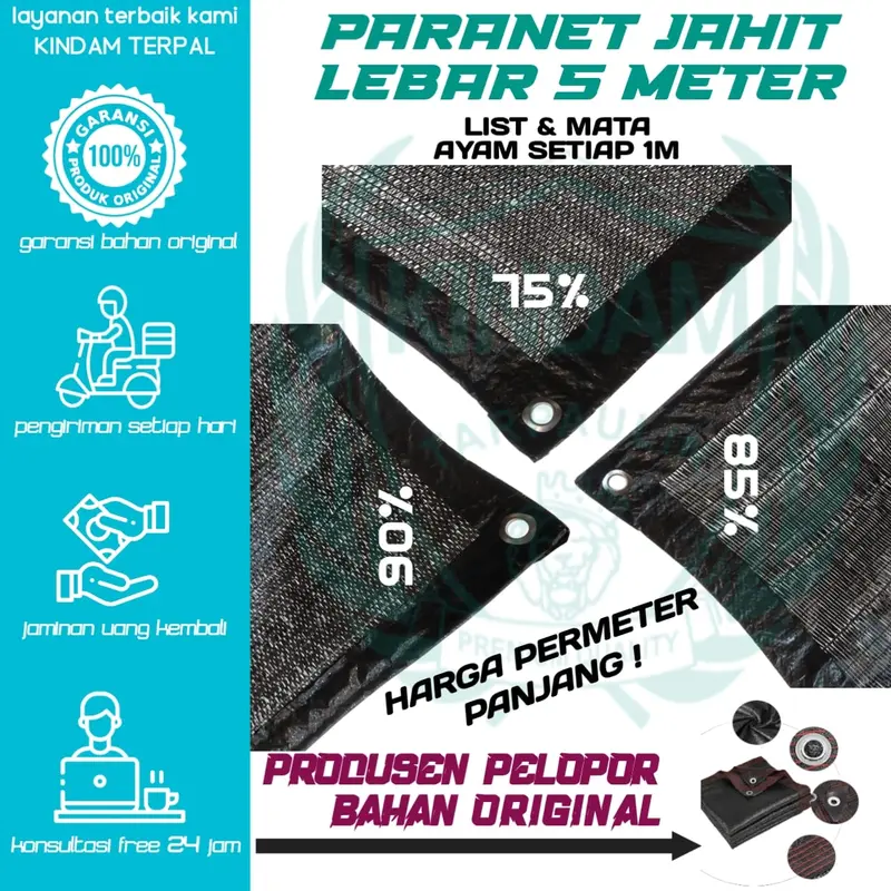 PARANET LEBAR 5M 75% 85% 90% JAHIT KELILING TINGGAL PASANG | HARGA PERMETER PANJANG Jaring Tanaman 0