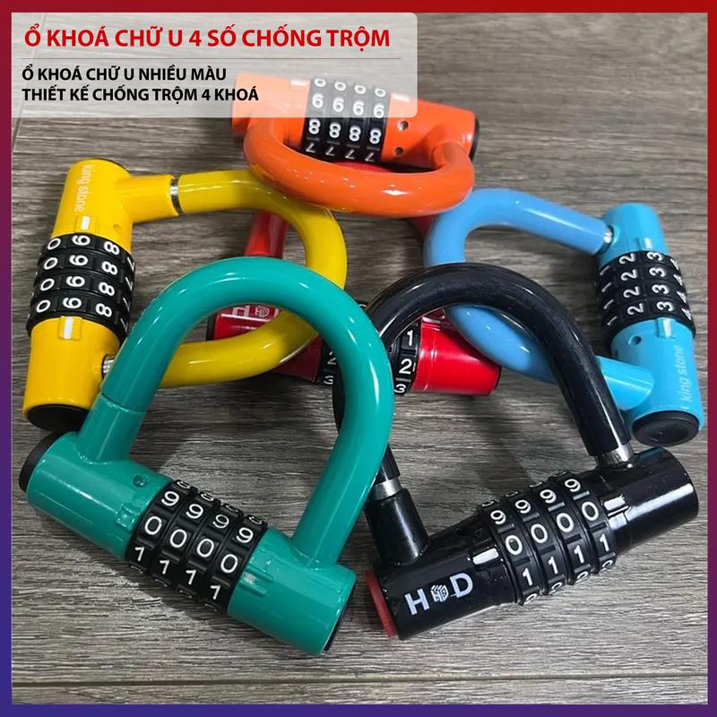 Ổ Khoá Chữ U Ổ Khoá Chống Trộm 4 Số Nhiều Màu An Toàn Chống Trộm Bảo Mật Cao Có Thế Thay Đổi Mật Mã