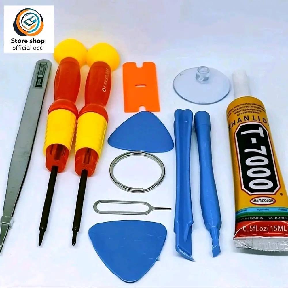 Obeng Set 10 in 1 Tools Servis HP + Lem T7000 15ML Perekat LCD Cepat Kering