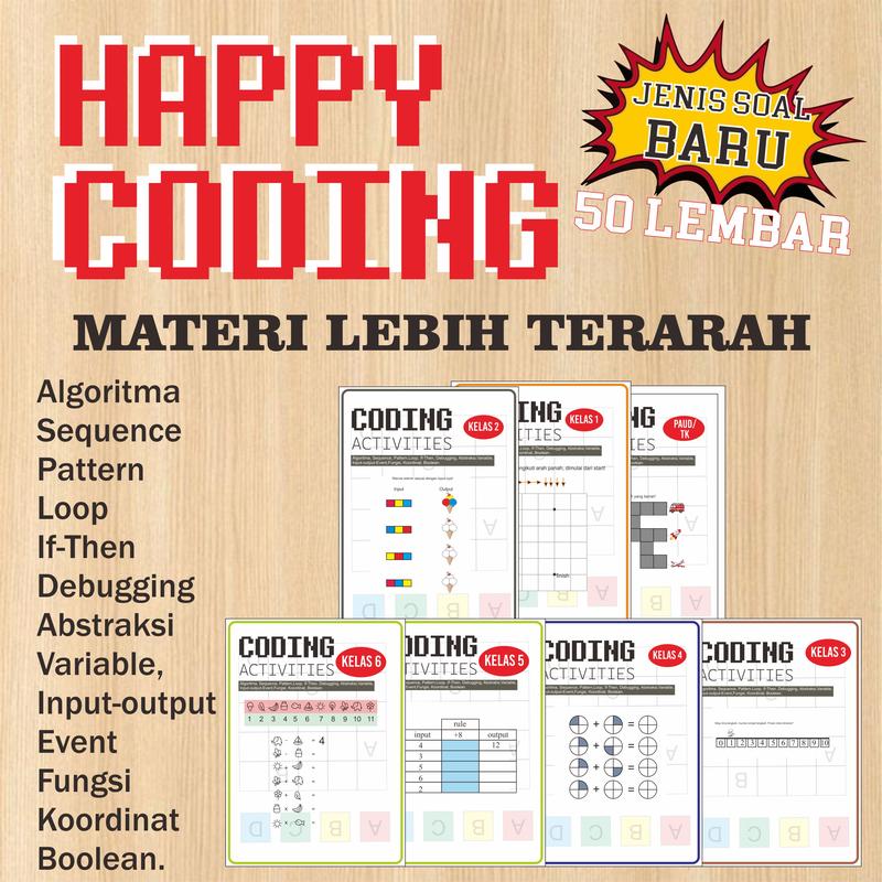 Worksheet Coding Anak A5 Isi 50 Lembar Full Warna – Lembar Kerja Coding ...