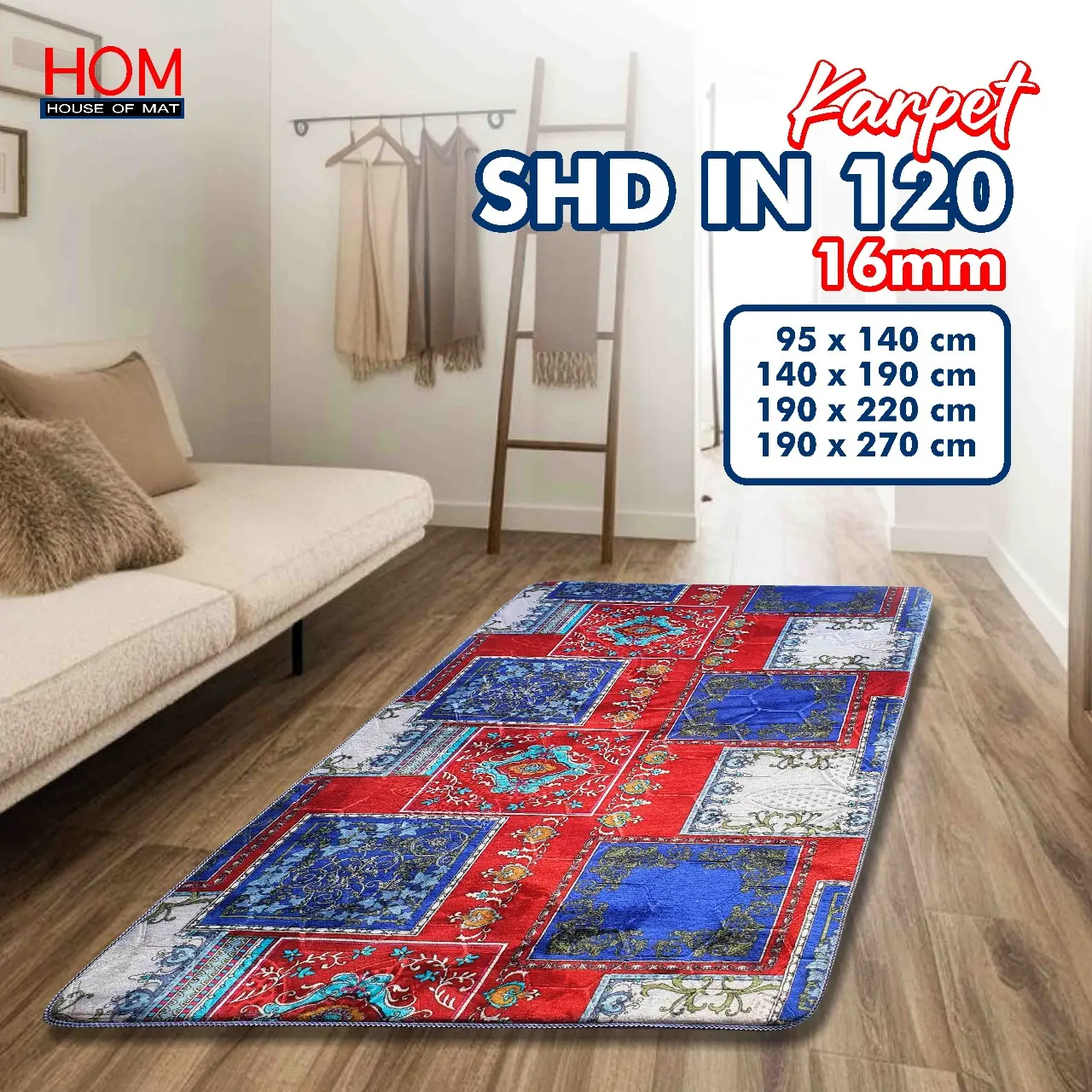 [SHUFU 190 X 270 ] Karpet Busa Malaysia Motif Tebal 16mm/18mm/21mm
