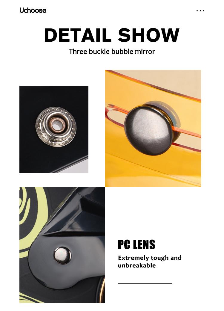 Product Introduction of Multi-colour motorbike retro helmet visor bubble lens half helmet windshield three-button universal sunshade sheet 2