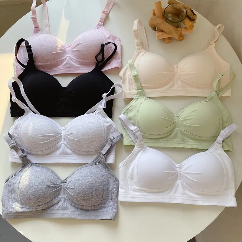 Wireless Bra Women's Cotton Underwear Gathered Lingerie Comfortable Bralette 7 Colors