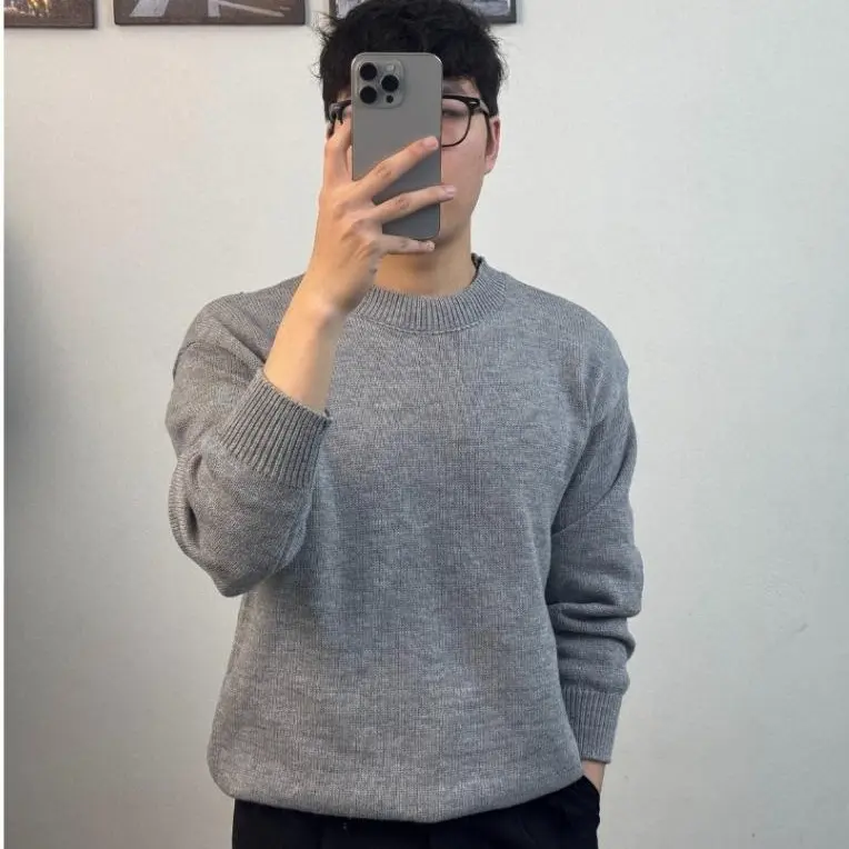 [ Xả Hàng ] Áo Len Dài Tay Cổ Tròn Dáng Rộng Basic Phong Cách Hàn Quốc Dành Cho Nam Nữ  Menswear Loang Nhung Xám Đen