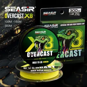 SEASIR OVERCAST PE X8 Senar Pancing (100M/300M, 6.8KG-22.7KG) Braided Fishing Lines 8 Untaian Kepang Senar PE Multifilamen Kualitas Jepang Senar Utama Kekuatan Tinggi senar pancing kuat, senar pancing pe