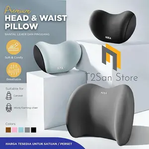 Bantal Leher & Pinggang Mobil Memory Foam PREMIUM NIRA / Head & Waist Pillow Premium