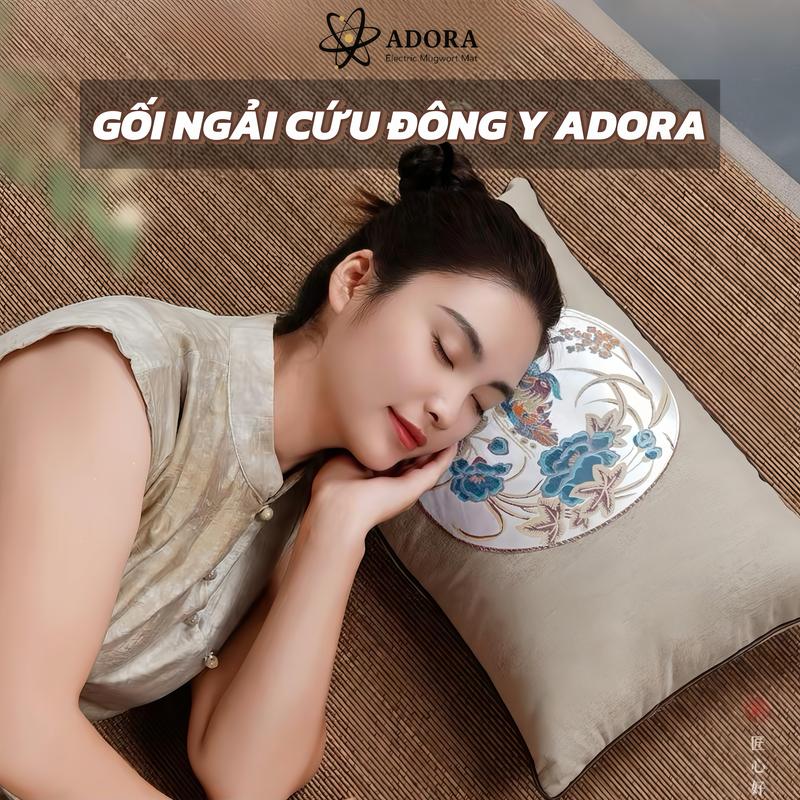 Gối Ngải Cứu Đông Y Adora | Chườm Nóng Hỗ Trợ Đau Nhức Đầu Đau Mỏi Vai Gáy Ngủ Ngon. Đệm Sưởi Ngải Cứu Giúp Massage thư giãn mùa đông đả thông kinh mạch rất tốt cho sức khoẻ