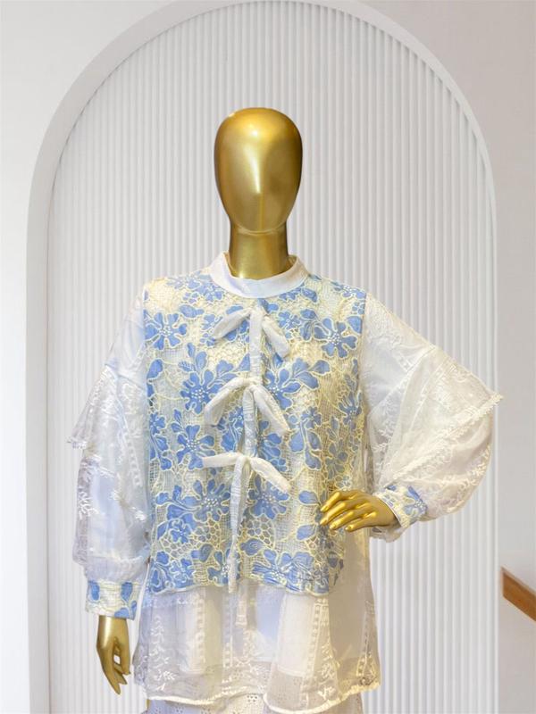 ADINDA & Co- Luna Blouse Atasan wanita Premium brukat halus mix dengan tulle Garden cantik atasan kondangan/ atasan pesta cantk/ blouse remaja kekinian 2025/ baju lebaran remaja 7