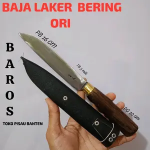PISAU DAGING BAJA BERING LAKER CAP GARPU GAGANG KAYU INGAS HITAM PREMIUM FREE SARUNG Kitchenware