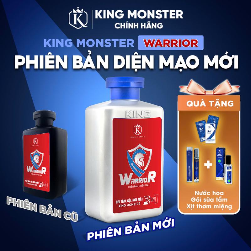 [KingMonster] Sữa tắm gội rửa mặt dưỡng thể 3in1  phiên bản Warrior dung tích 350ml - Mua 1 chai tặng ( 1 xịt thơm+1 dây 10 gói )
