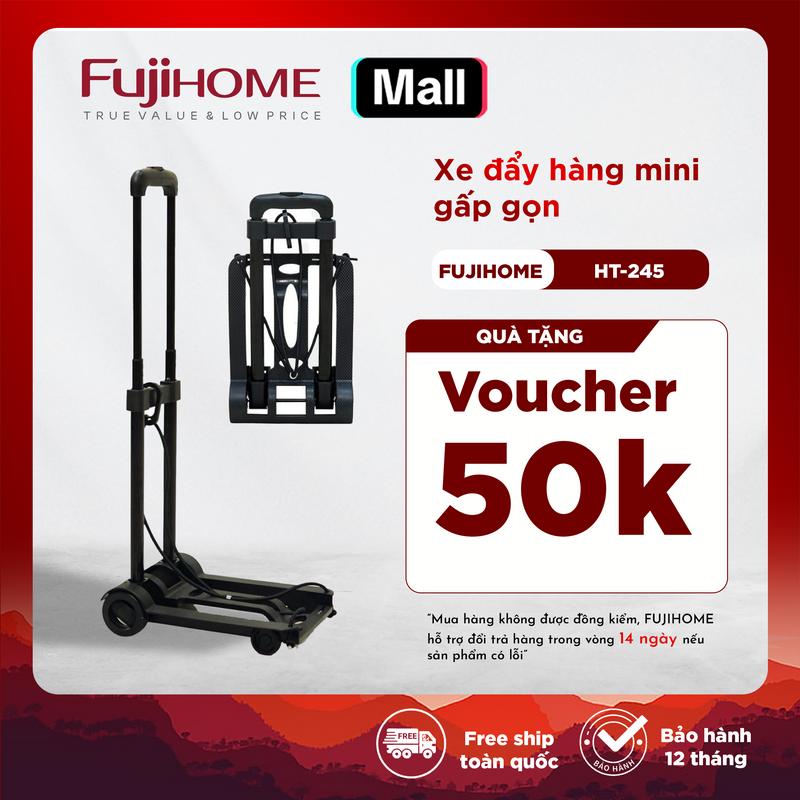 Xe đẩy hàng gấp gọn đi chợ HT-245 New - Fujihome Tặng kèm dây buộc xe kéo hàng đi chợ gấp gọn mini siêu thị đa năng chung cư