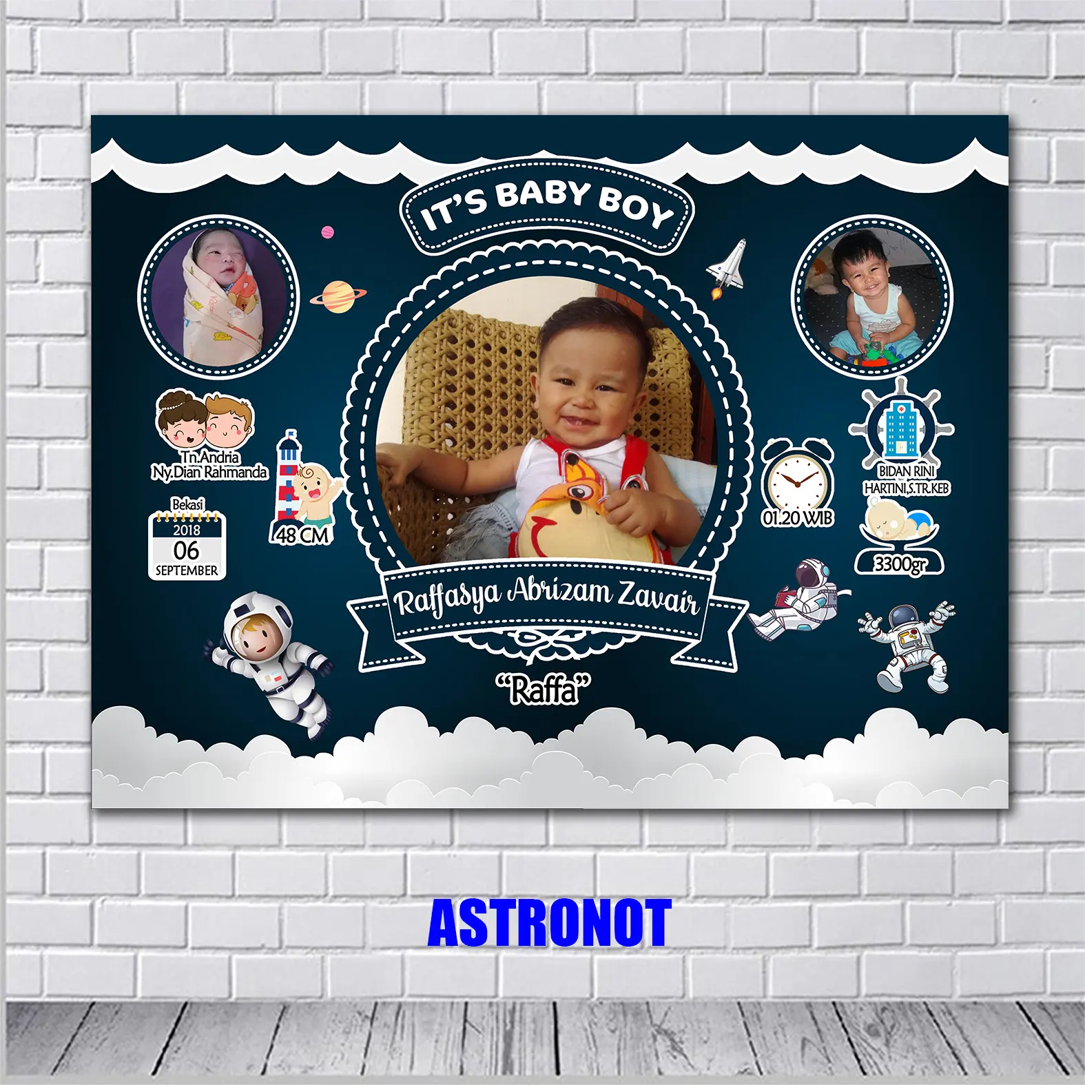 Hiasan Dinding Biodata Anak - Biodata Bayi Ukuran 20x30 cm