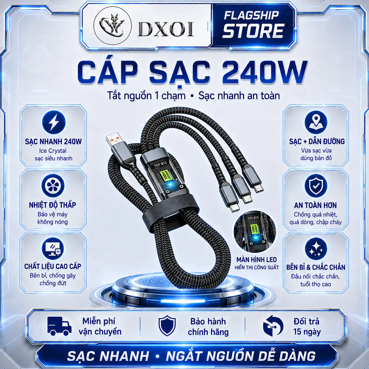 【Mua 1 tặng 1】Cáp dữ liệu ba trong một, Sạc siêu nhanh 100W, Sạc nhanh 66W, Thích hợp cho Huawei, Apple và Android, Cáp sạc điện thoại di động ba trong một, [Thanh Toán Khi Nhận Hàng]
