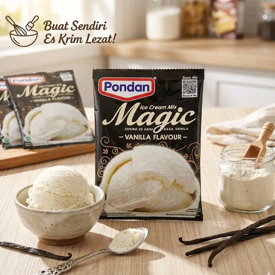 Pondan Magic Ice Cream Mix 3 Rasa - Bahan untuk Membuat Es Krim Sendiri yang Lezat dan Mudah