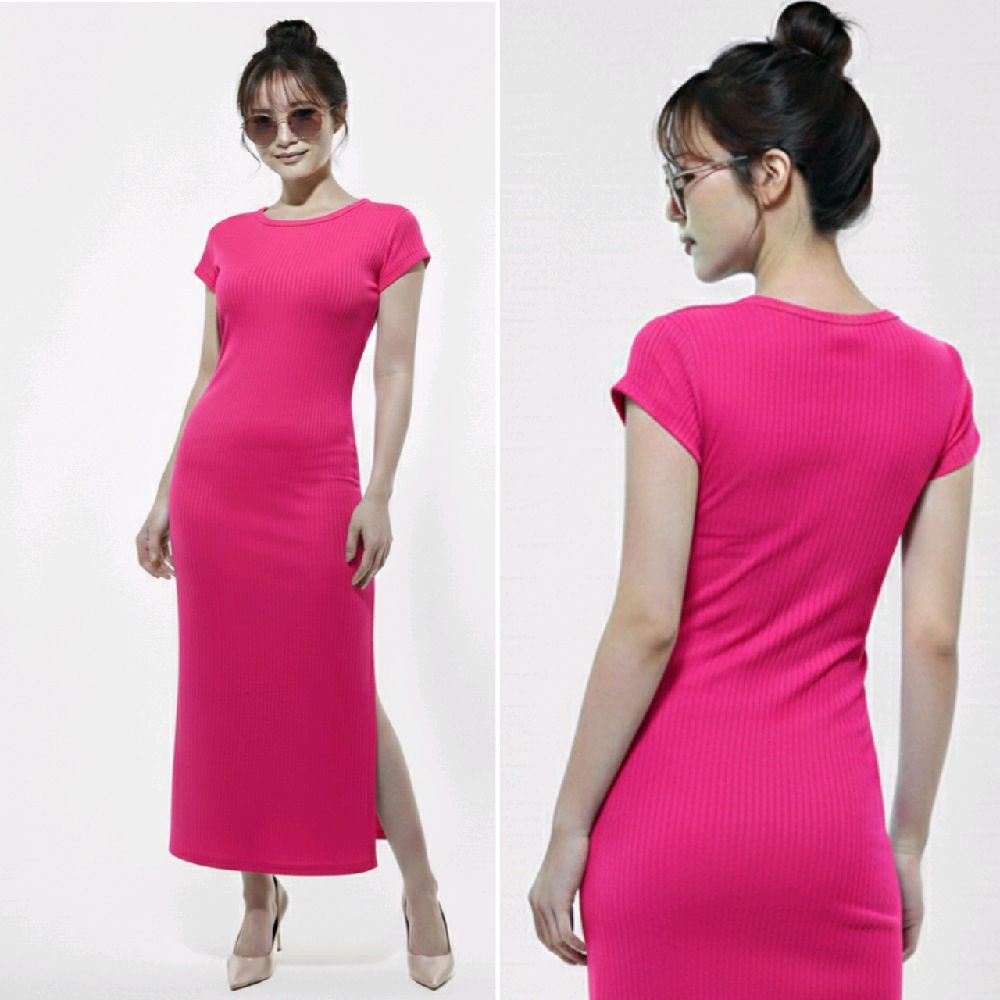 Dress Casual Wanita Slim Fit Pressbody Lengan Pendek Belah Samping Lime Dress Casual Wanita Slim Fit Pressbody Lengan Pendek Belah Samping Lime