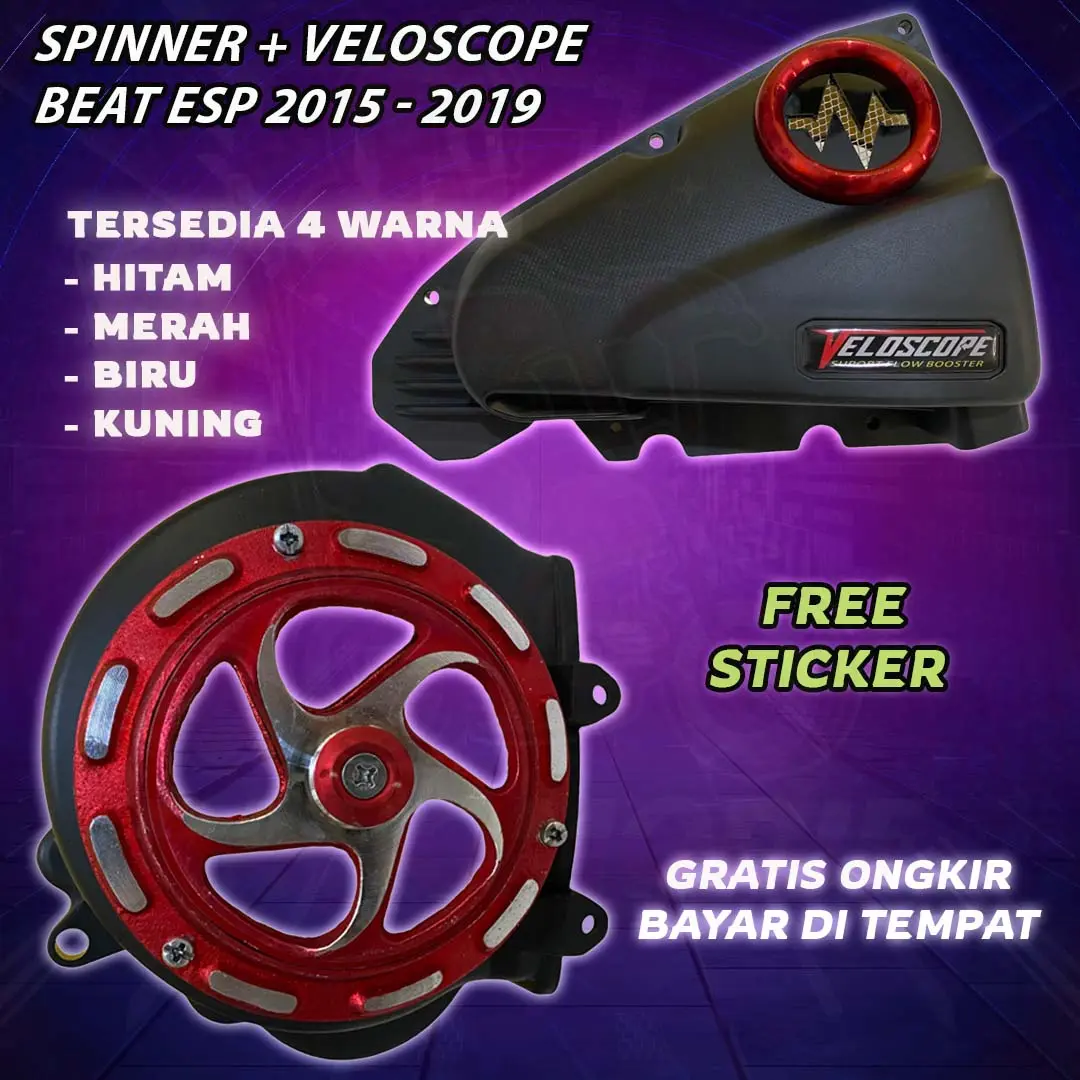 PAKET SPINNER + VELOSCOPE BEAT ESP 2015 - 2019 TUTUP FILTER VELOSCOPE BEAT ESP COVER KIPAS SPINNER BEAT ESP BEAT ECO BEAT STREET BEAT POP SCOOPY NEW VARIO LED 110