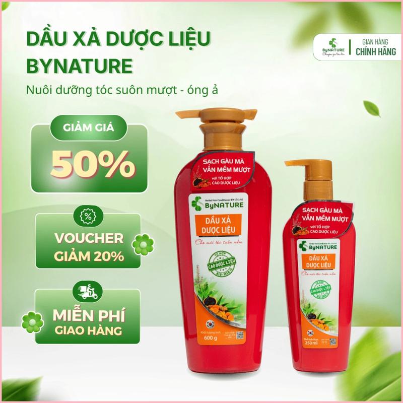 Dầu xả dược liệu giúp phục hồi tóc hư tổn,dưỡng tóc mềm mượt ByNature 600g