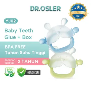 Dr. Osler YJ02 Teether Bayi – Pereda Nyeri Gusi untuk Bayi Usia 6 Bulan ke Atas, Silikon Food Grade Lembut, Tekstur Seperti Sikat Gigi, Mainan Kunyah Bayi yang Lucu (Bebas BPA, Pilihan Warna: Biru / Pink / Hijau)