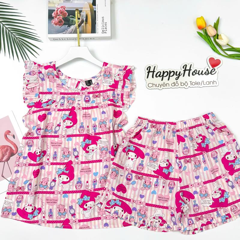 Bộ Lanh Nữ Tole Đùi Cánh Tiên VNXK 45-75kg Chất Tole 2 Da Mềm Mịn Mát - Women, Quần Ngủ Áo Top