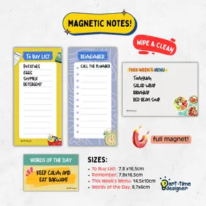 Magnetic Notes – Wipe & Clean Board untuk Kulkas Besi Tempelan Estetik