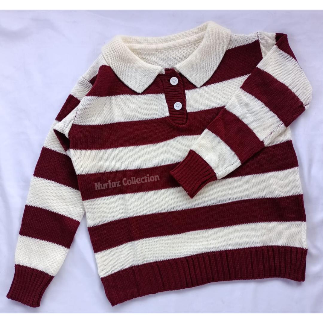 NURFAZ COLLECTION - Sweater Blaster Kancing Rajut Anak Perempuan Usia 2-12tahun / Atasan Anak Cewe Korean Style / Baju Rajut Anak / Baju Couple Ibu Dan Anak