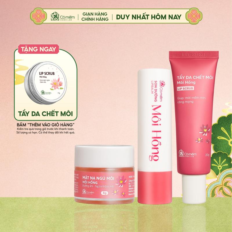  Bộ Chăm Sóc Môi Hỗ Trợ Giảm Thâm Dưỡng Mềm Môi Căng Mịn An Toàn Son Dưỡng Mặt Nạ Ngủ Môi Tẩy Da Chết Môi Cỏ Mềm 